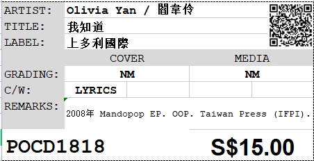 [Pre-owned] Olivia Yan / 閻韋伶 - 我知道 EP - Image 3