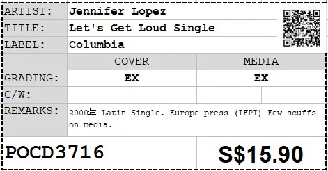 [Pre-owned] Jennifer Lopez - Let's Get Loud Single (Out Of Print) - Image 3