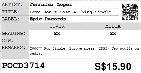 [Pre-owned] Jennifer Lopez - Love Don't Cost A Thing Single (Out Of Print) - Image 3