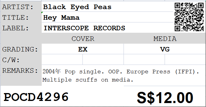 [Pre-owned] Black Eyed Peas - Hey Mama Single - Image 3