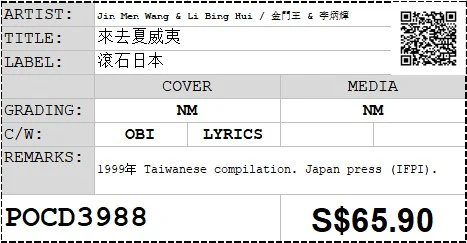 [Pre-owned] Jin Men Wang & Li Bing Hui / 金門王 & 李炳輝 - 來去夏威夷  (Out Of Print) - Image 4