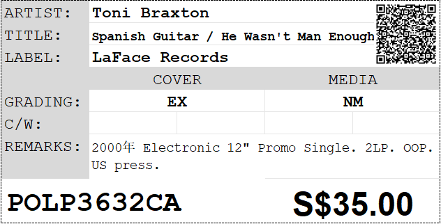 [Pre-owned] Toni Braxton - Spanish Guitar / He Wasn't Man Enough 12" Promo Single 33⅓rpm - Image 2