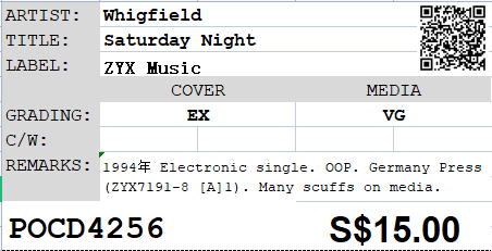 [Pre-owned] Whigfield - Saturday Night Single - Image 3