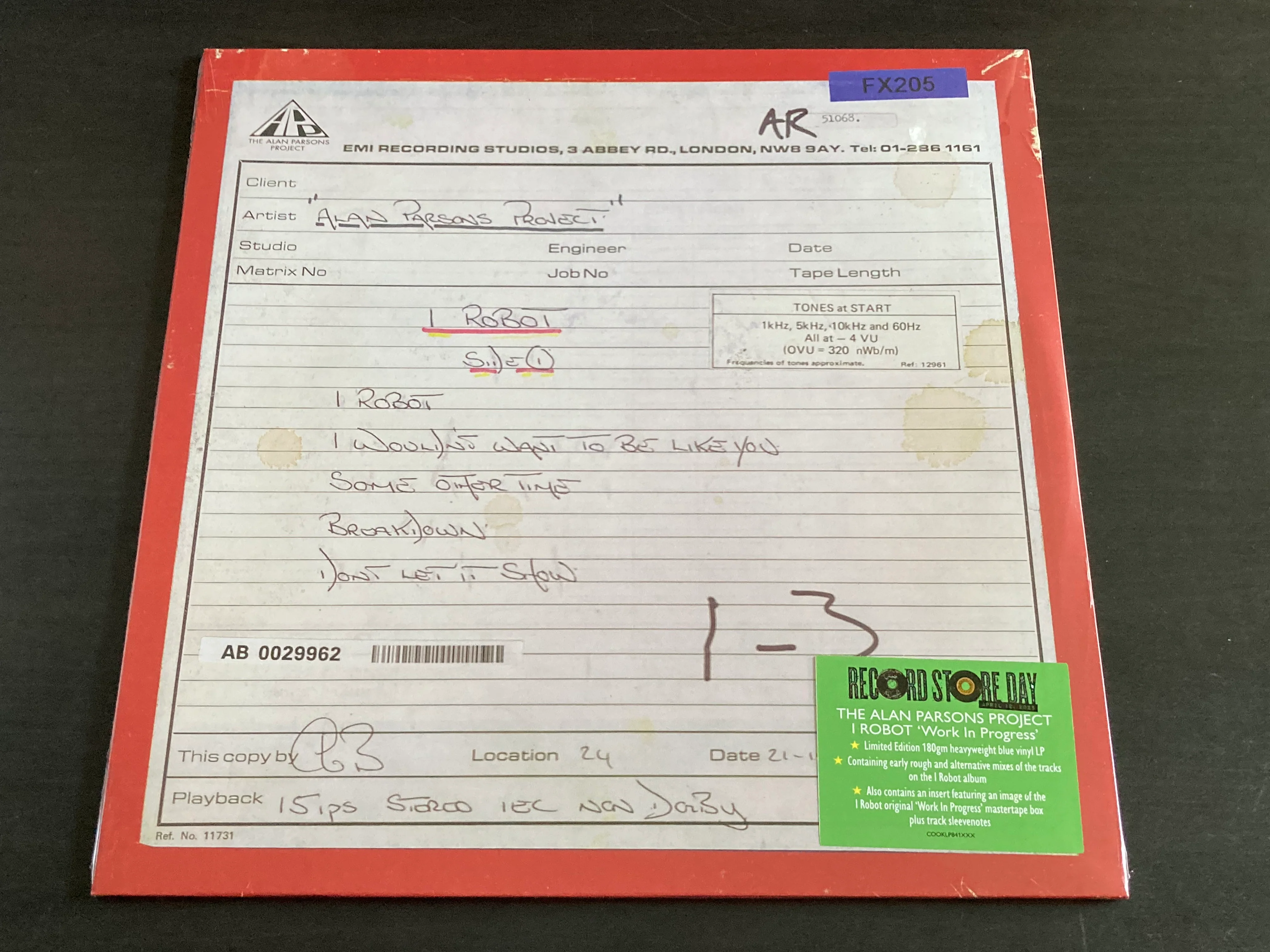 The Alan Parsons Project - I Robot “Work In Progress” LP 33⅓rpm (RSD 2025)